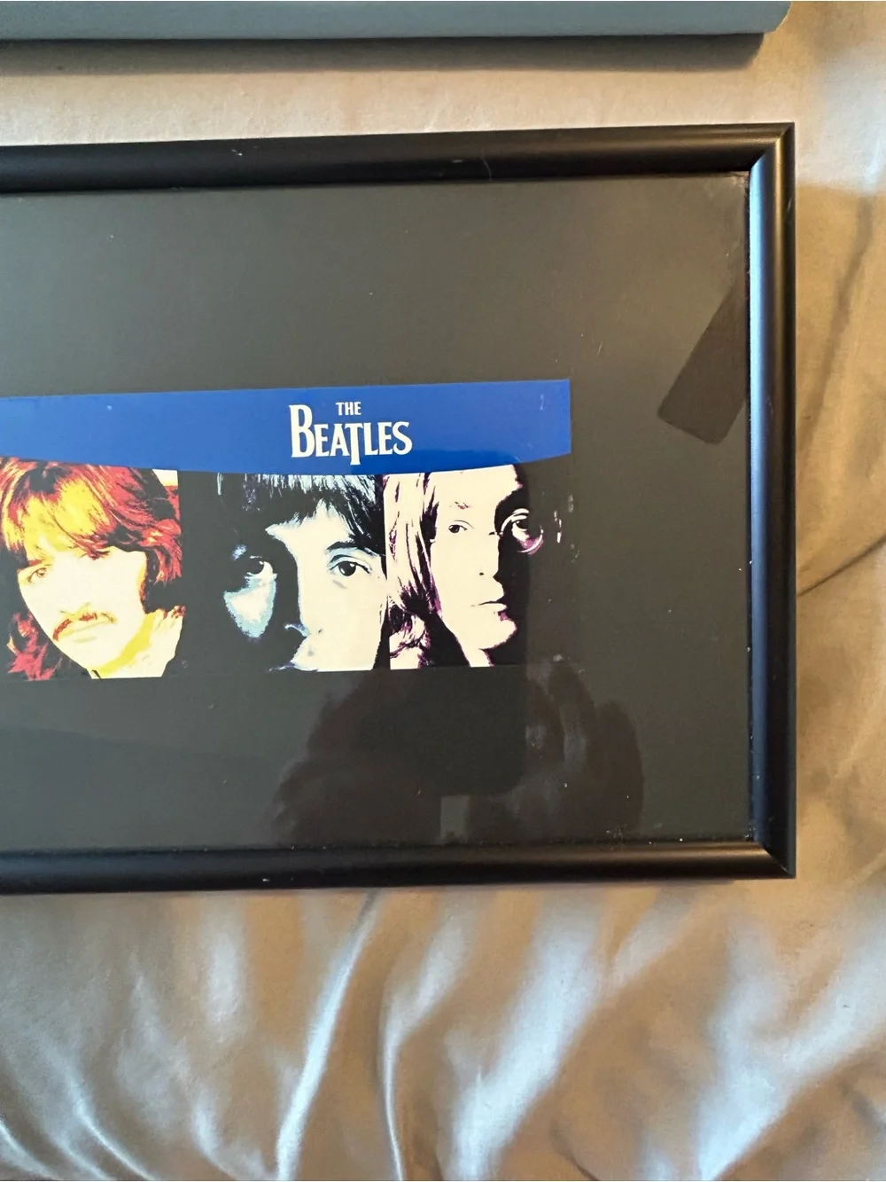 The Beatles Framed Art - Black with Blue, Red, Yellow and White Accents